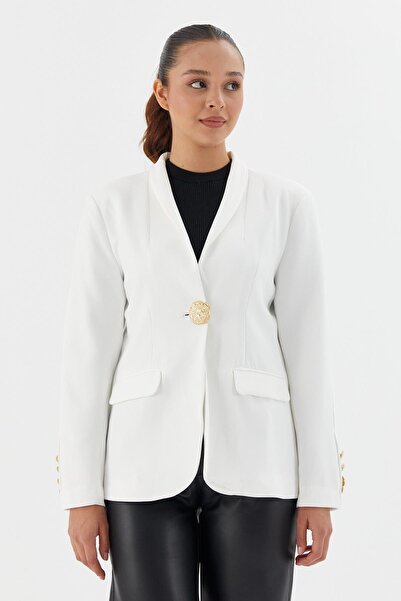 Shopping Shop Gold Accessory Buttoned Jacket White