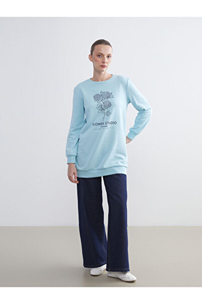 LC Waikiki Γυναικείο φούτερ με λουλούδια με λαιμόκοψη