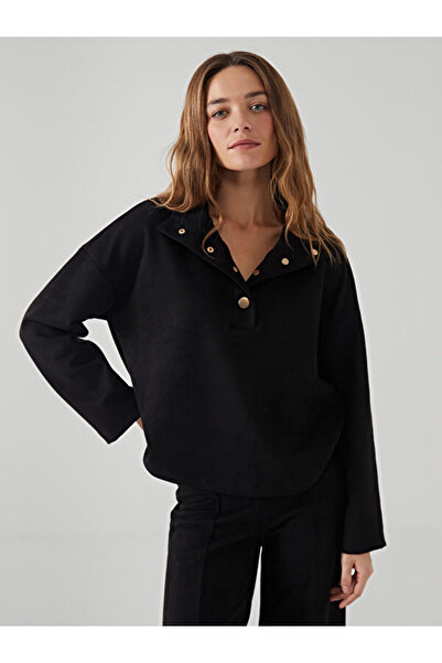 LC Waikiki الوقوف الرقبة عادي البلوز المرأة المعتاد