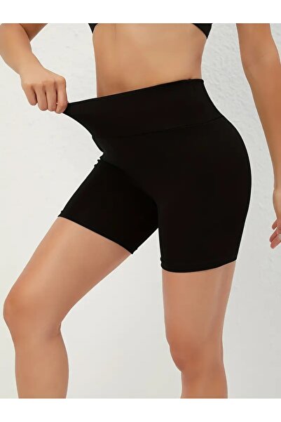 CRNSSWİMWEAR Women's Black High Waist Shaping / Sculpting Corseted No Show Underneath Sports Short Shorts Leggings