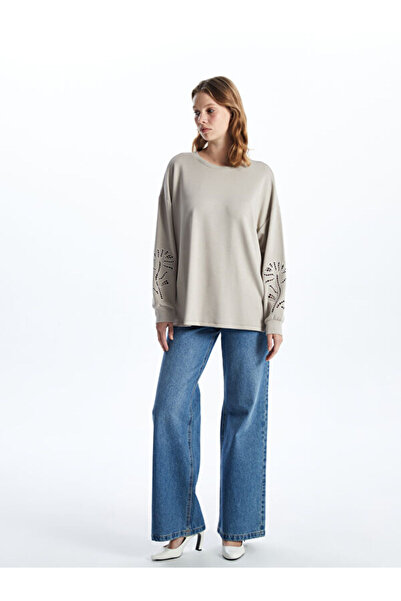 LC Waikiki Crew Neck Openwork Oversize Women's Sweatshirt