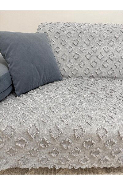 ŞENER HOME Bearded Pompom Chenille Tufted Sofa Bed Cover