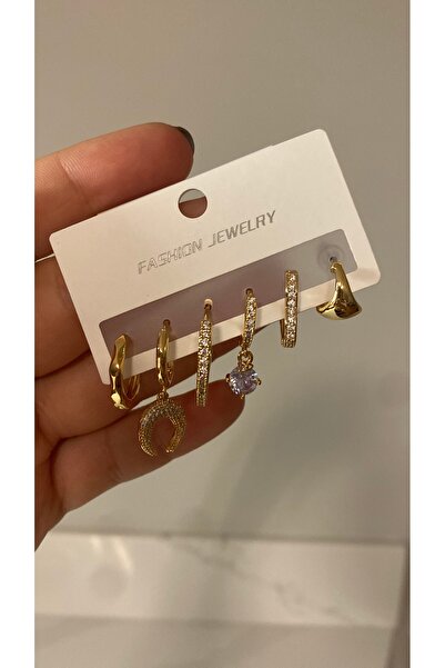 Fashion Jewellery Çelik Gold Altılı Küpe Set