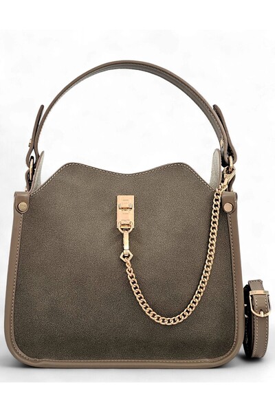Evident Mink Nubuck Chain Accessory Detailed Hand & Shoulder Women's Bag