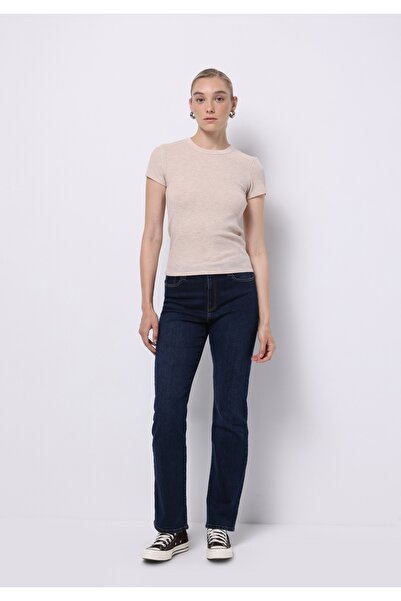 Colin's Slim Fit Στρογγυλή λαιμόκοψη Απλό γυναικείο μπλουζάκι με κοντό μανίκι σε γκρι χρώμα