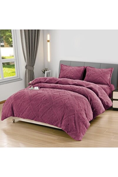 CumparaMisim Double Bed Linen, CoCoLiNo Ultra Fluffy, 4 Pieces, Fitted Sheet, Traditional 3D Pattern