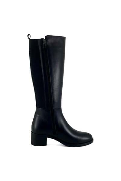 Mammamia 2300 Γνήσιο Δερμάτινο Καθημερινό Γυναικείο Μποτάκι-Μαύρο