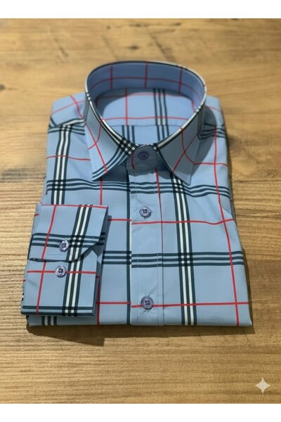 YusGos Long Sleeve Button down Collar Plaid Check Cotton Easy Iron Regular Fit Men's Shirt