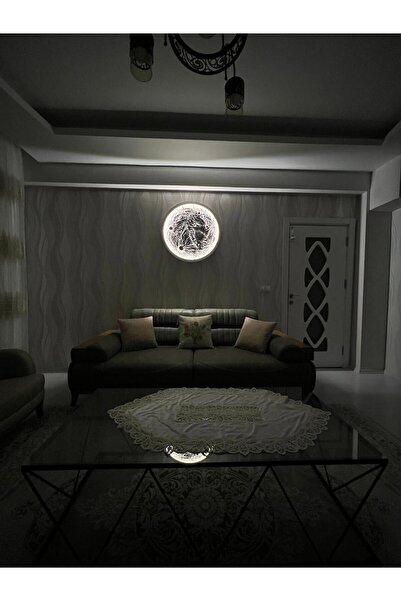 moonligtdecor dolunay tablo 80 cm çap inci beyazı çerçeve gün ışığı led yeni ...