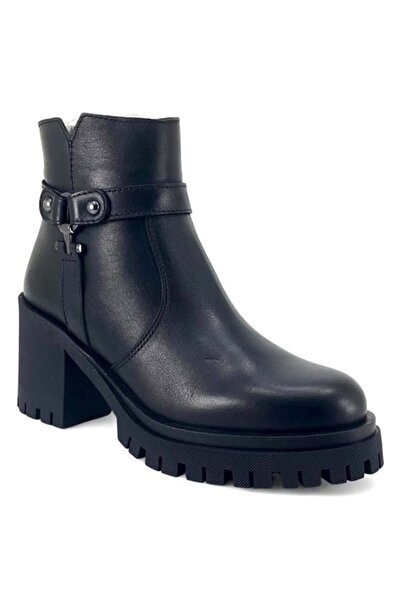 Mammamia 8485 Genuine Leather Daily Women's Boots-Black