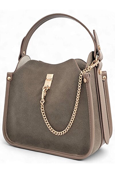 Evident Mink Nubuck Chain Accessory Detailed Hand & Shoulder Women's Bag