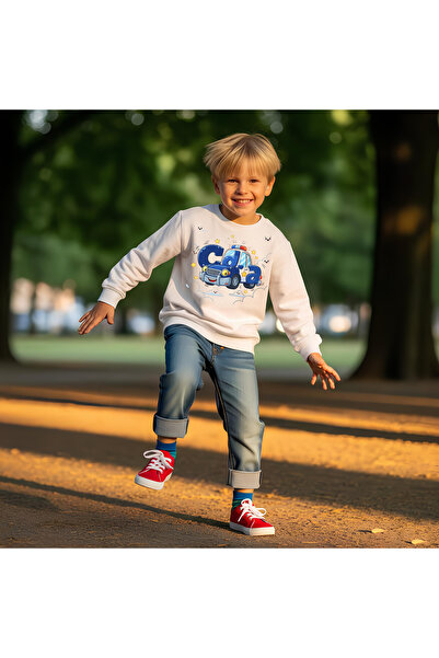 CDA Slatka bela majica za dečaka sa policijskim automobilom