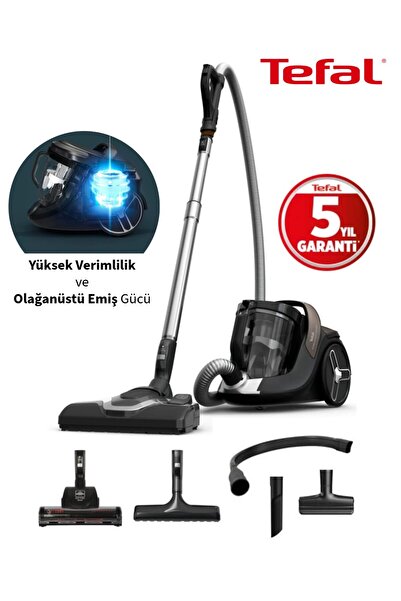 TEFAL Turbo Fırçalı Çok Aparatlı Toz Torbasız Elektrikli Süpürge-Effitech®Motor ile %80 tasarruf 500W