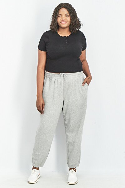adidas Women Plus Size Sportswear Fit Embroidered Logo Sweatpants, Grey