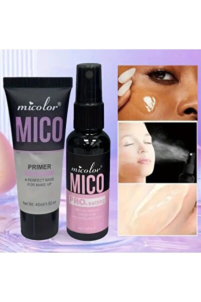 MICOLOR مجموعة رذاذ تثبيت المكياج والبرايمر، مقاومة للماء والعرق، 95 مل