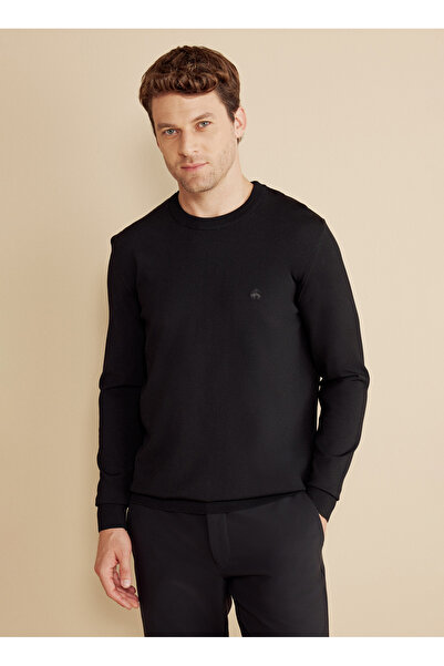 BROOKS BROTHERS Bisiklet Yaka Standart Siyah Erkek Kazak BBFW25MKL014