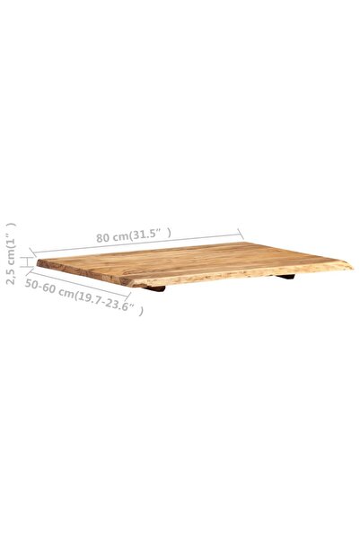 vidaxl Table Top Solid Acacia Wood 80x(50-60)x2.5 cm