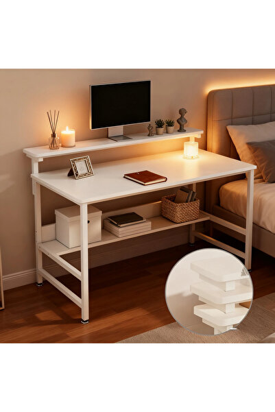 Enjoylifeme Computer Desk, Home Desk Workstation for Study Writing Working Gaming, Full White