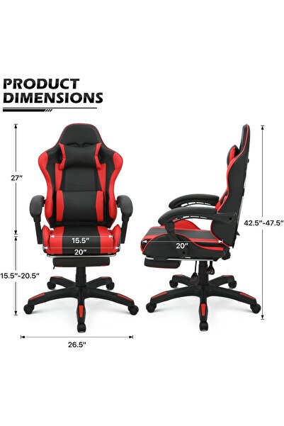 HayaBazaar Premium Ergonomic Gaming Chair With Adjustable Footrest, Lumbar Support & 360° Rotation