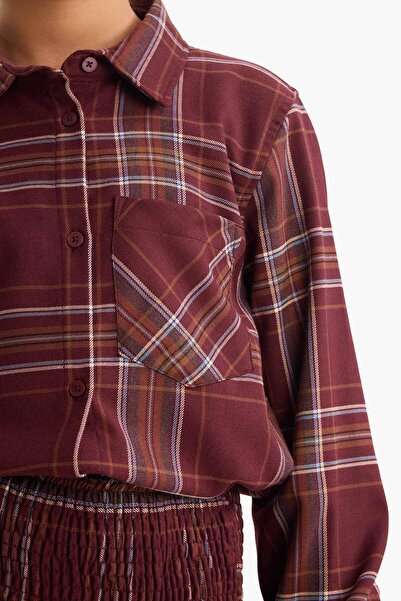 DeFacto Girls' Oxford Plaid Long Sleeve Shirt G1636A825Au