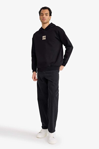 DeFacto Boxy Fit Hooded Back Printed Sweatshirt F2104Ax25Au