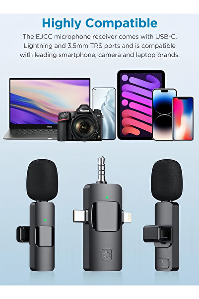 Generic 3 in 1 Wireless Lavalier Microphones for iPhone, Android, Camera, Video Recording USB-C Microphone