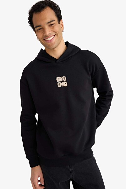 DeFacto Boxy Fit Hooded Back Printed Sweatshirt F2104Ax25Au