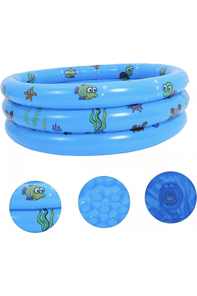 Krista Inflatable swimming pool with inflatable floor, three rings blue, 130 cm