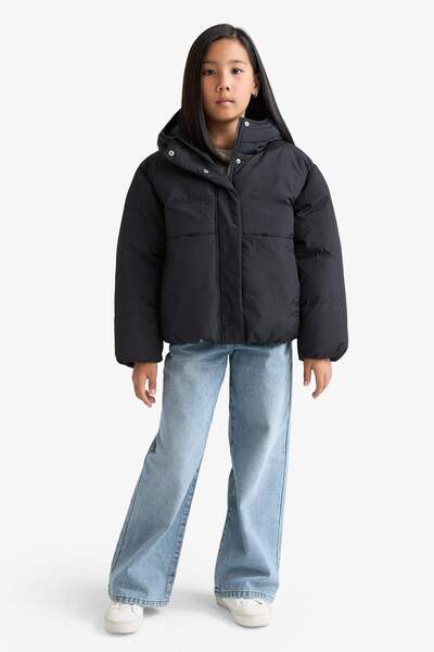 DeFacto Girl's Waterproof Hooded Zippered Puffer Coat E9813A825Au