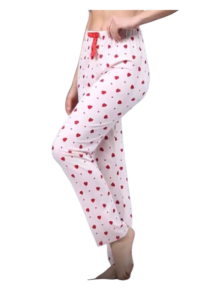 Budi Pajama Bottoms Modal Ring Viscose Fabric Strawberry Pattern-Pink