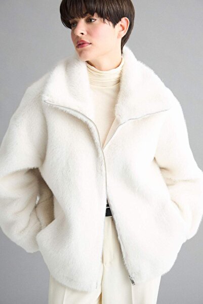 DeFacto Regular Fit Zippered Faux Faux Fur Coat F3396Ax25Wn
