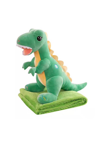 Krista Jucărie de pluș și pernă cu pătură incluse, Dinozaur verde