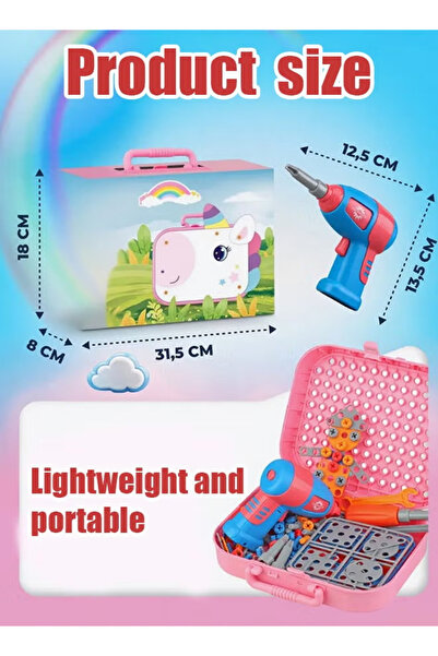 Generic 351-piece puzzle set, includes drill bits, unicorn repair toolbox toy