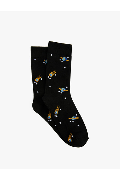 Koton Space Patterned Cotton Socks