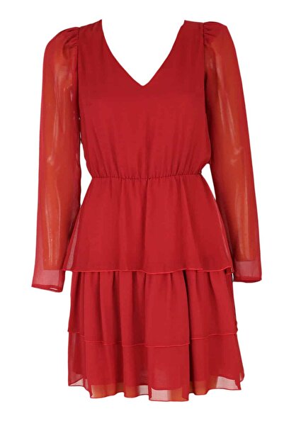 Naf Naf Nelly Dark Red Dress - XS, red, 100% polyester