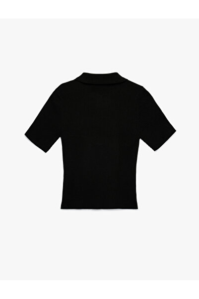 Koton Regular Fit Half Button Short Sleeve Polo Neck Knitwear Sweater