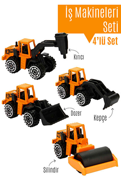 SmartFox Oyuncak Metal Iş Makineleri Seti Inşaat Araçları 4 Lu