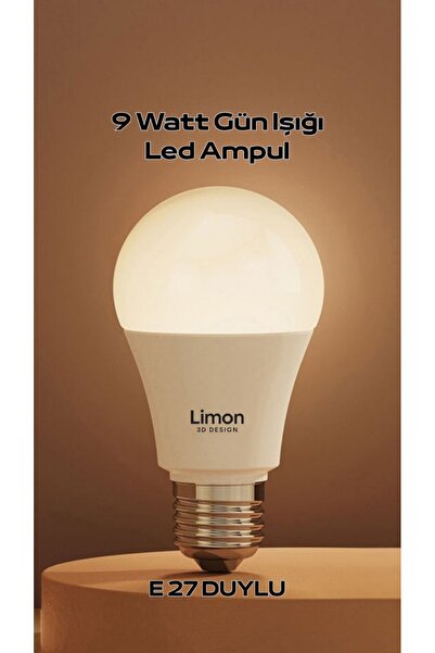 Limon 3D Desing 9Watt E27 Duylu Led Ampül 3000K (Gün Işığı)
