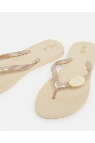 REDTAG Women Beige With Gold Trim Flip Flop