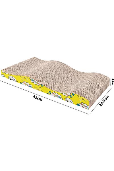 Margoun Cat Scratcher Cardboard Cat Scratch Pad Wave Design, Cardboard Scratch Post Catnip Bed (Yell