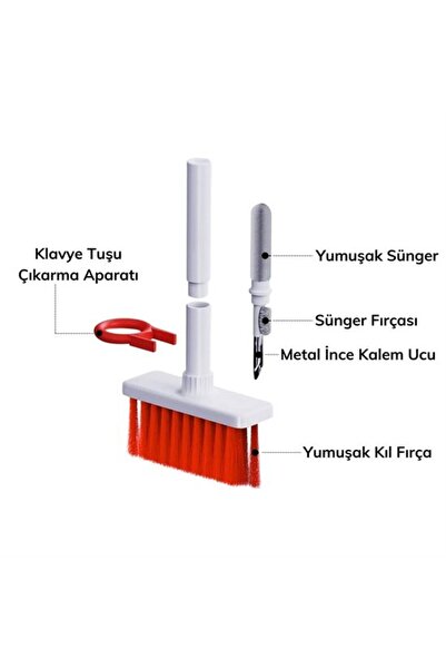 Go İthalat Multi-Purpose Red Precision Brush Head Computer Laptop Cleaning Brush (5273)