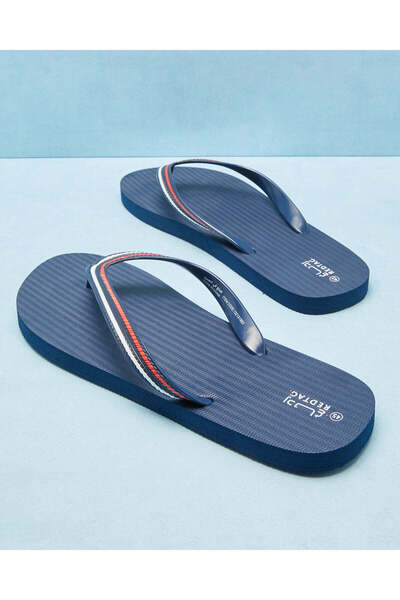 REDTAG Men Navy Striped Toe Post Slipper