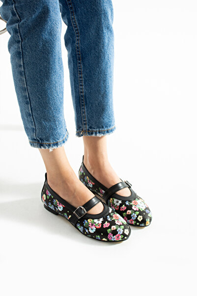 BERFONA Milan Black Flower Patterned Band Detail Babette