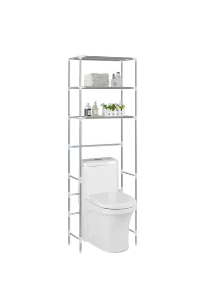 vidaxl 3-Tier Storage Rack over Toilet Silver 53x28x169 cm