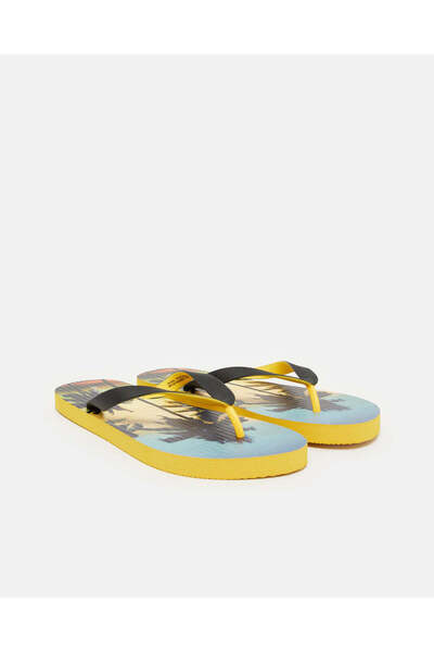 REDTAG Men Yellow Printed Toe Post Slipper
