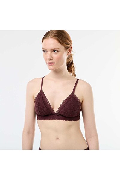 KİABİ حمالة صدر مثلثة من الدانتيل باللون البني