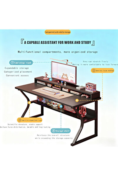 AZZHAAR Gaming Desktop Computer Desk,Home Office Desk,Versatile Gaming and Study Solution for Modern Homes