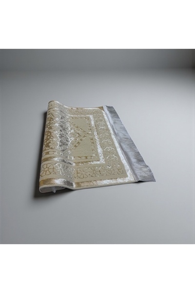 cekir سجادة صلاة إسلامية مخملية فاخرة مرمرة - زهر ذهبي هادئ