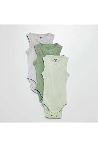 KİABİ Pack of 3 plain strappy bodies GREEN