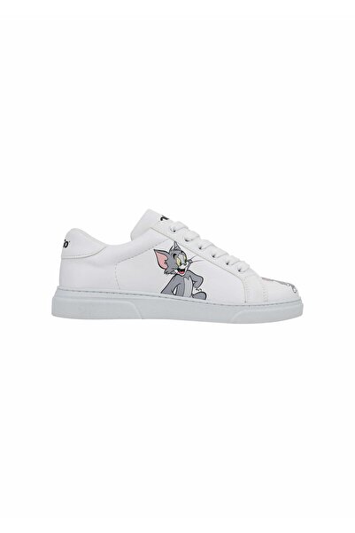 Dogo Women's Vegan Leather White Sneakers - Warner Bros Tom and Jerry Design